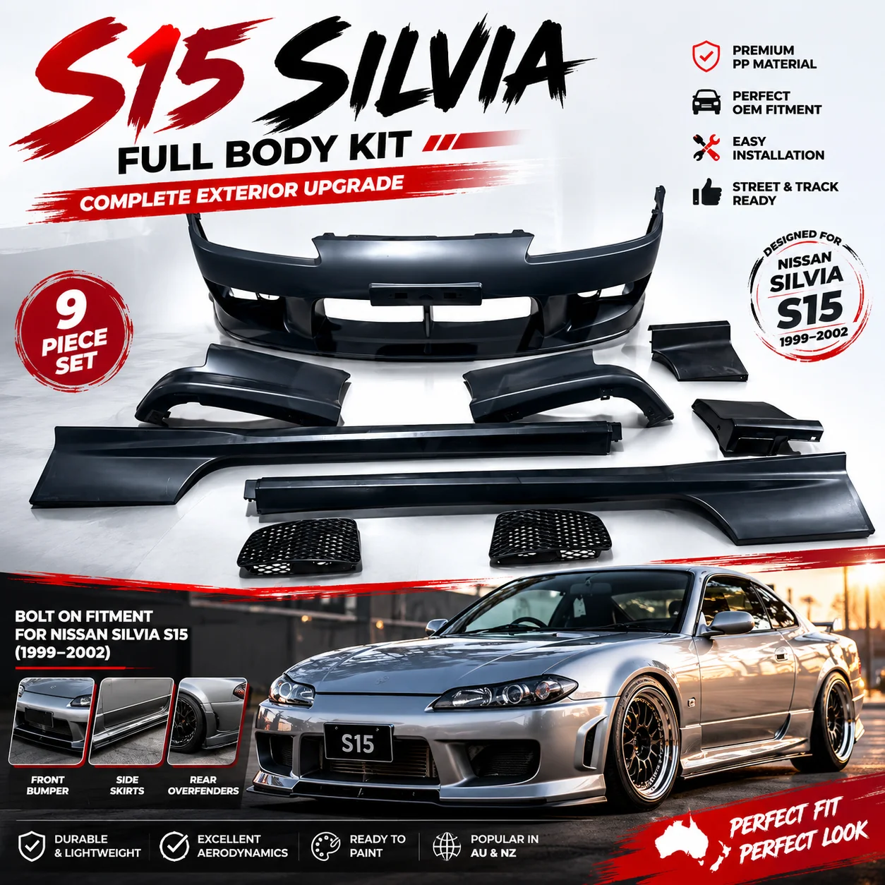 Nissan S15 Silvia full body kit (PP)