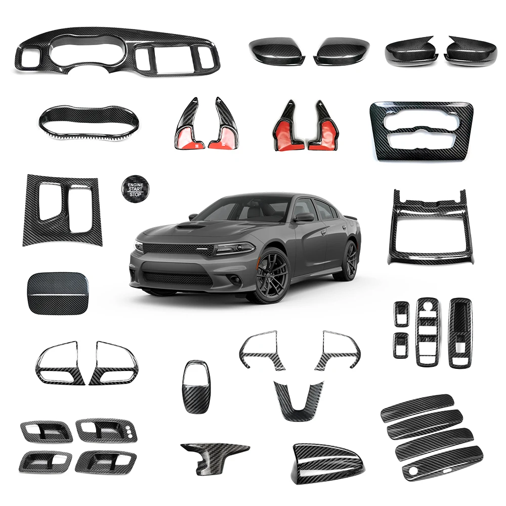 OEM Carbon Fiber Full Interior Accessories Kit For Dodge Charger 2015-2023