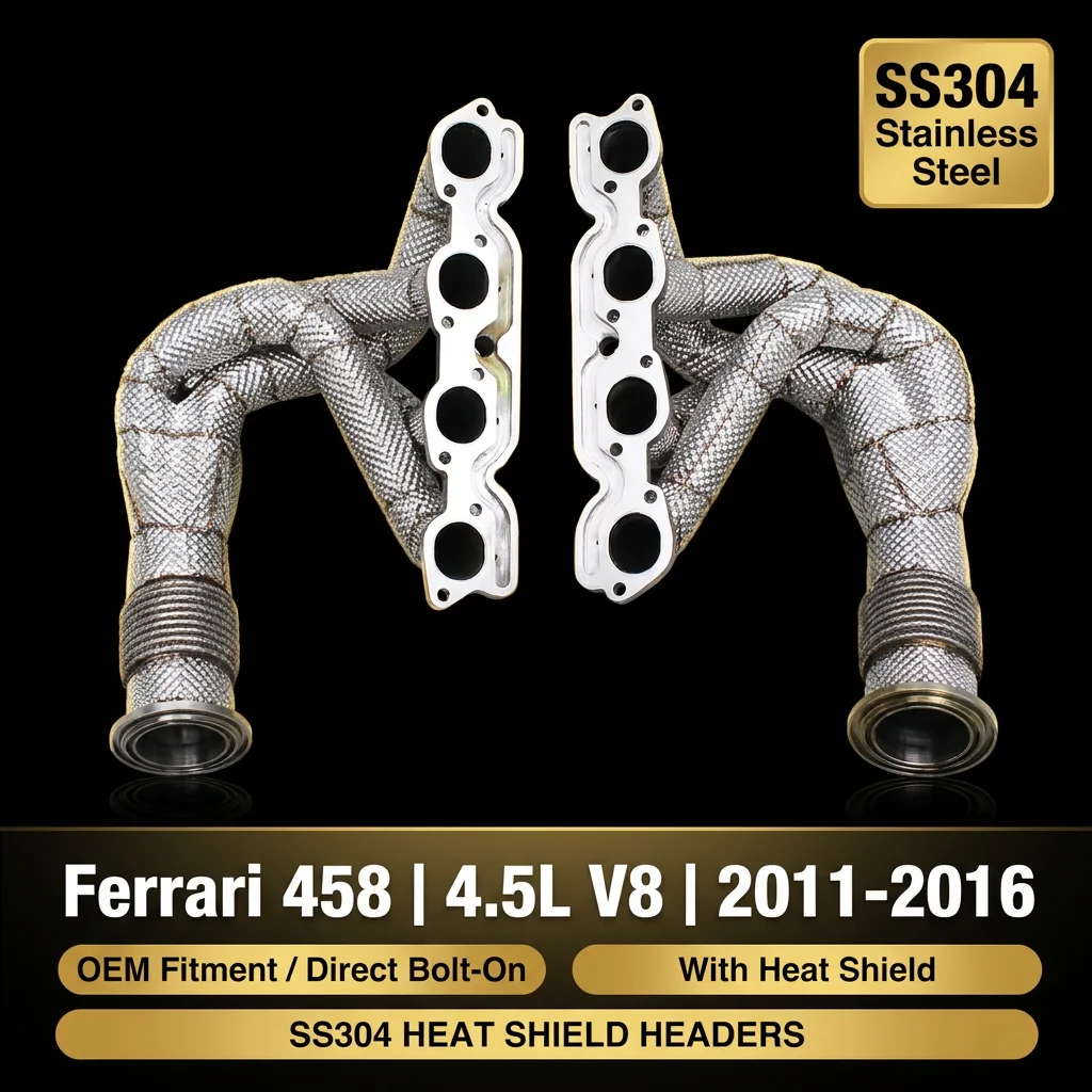 Oem For Ferrari 458 4.5l V8 2011-2016 Ss304 Stainless Steel Exhaust Headers Manifold With Heat