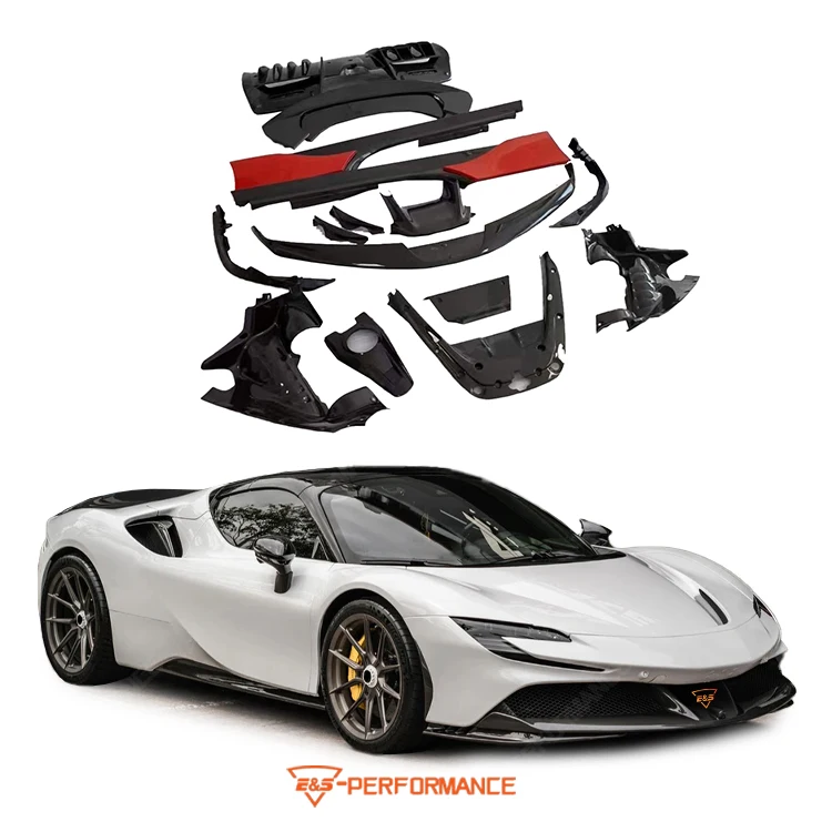 Oem Style Body Kit For Ferrari Sf90 Body Kit With Front Lip Side Skirts Rear Diffuser Dry Carbon Fiber Bodykit
