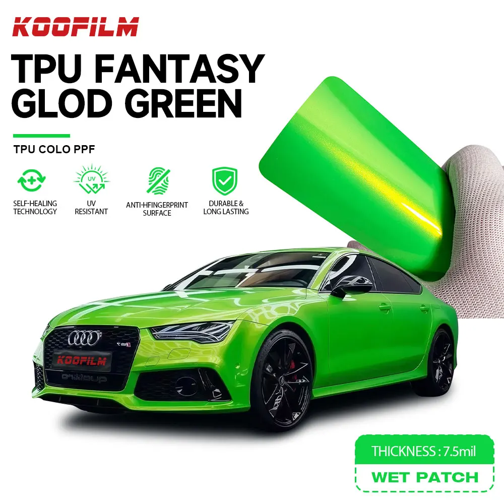 Pet/tpu Wrap Changing Color Film Wrap Color Change Film 7.5mil Car Wrap Vinyl Roll Green Car Vinyl Green Roll