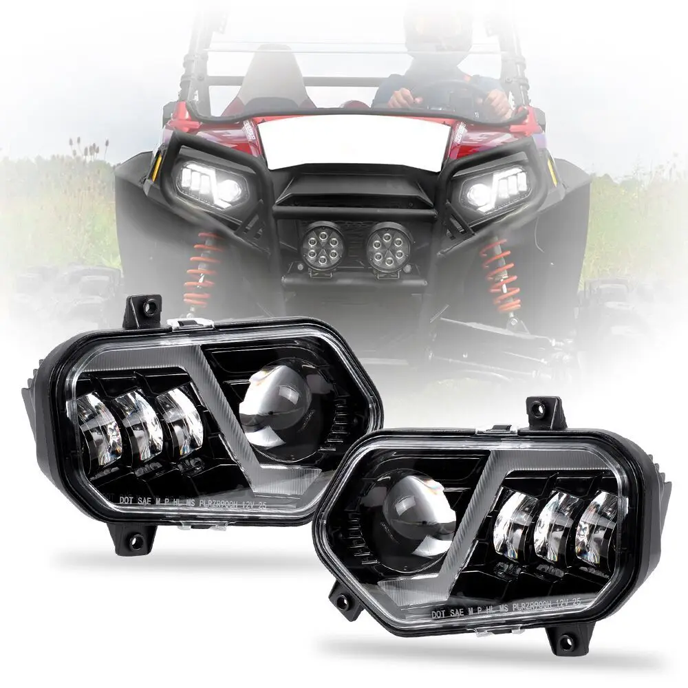 Polaris Rzr 800 Xp 900 Sportsman Front Headlight Assembly Hi/lo Beam Led Headlights For Atv/utv