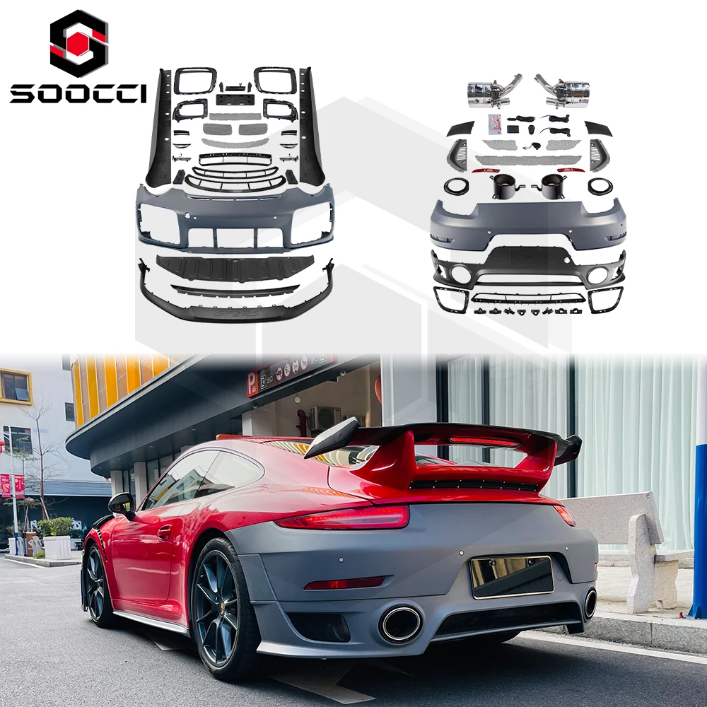 Porsche 991.1 GT2 RS Style Carbon Fiber Front Bumper Lip Spoiler Diffuser Kit