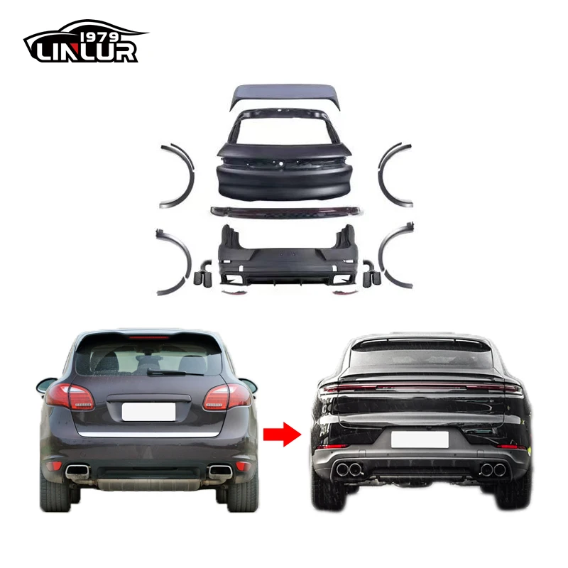 Porsche Cayenne 958 Rear Bumper Body Kit Upgrade To 2024 Turbo Style 2011-2014