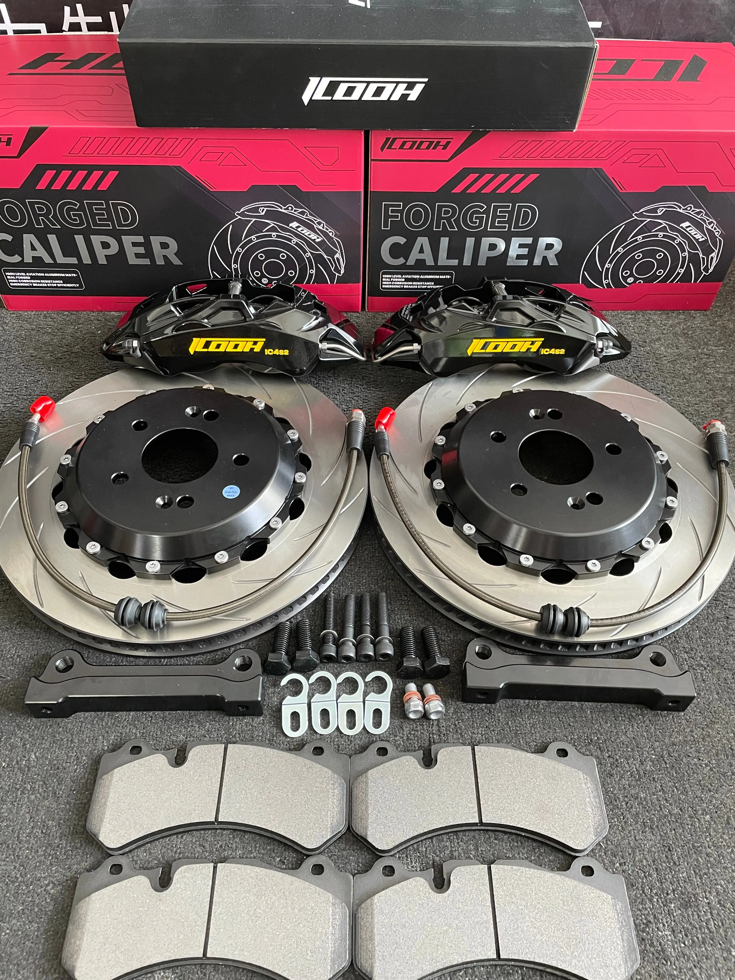Racing Upgrade Brake Kit Rear 4 Pot Epb Forged Calipers 355mm 380mm Disc For Chevrolet Camaro
