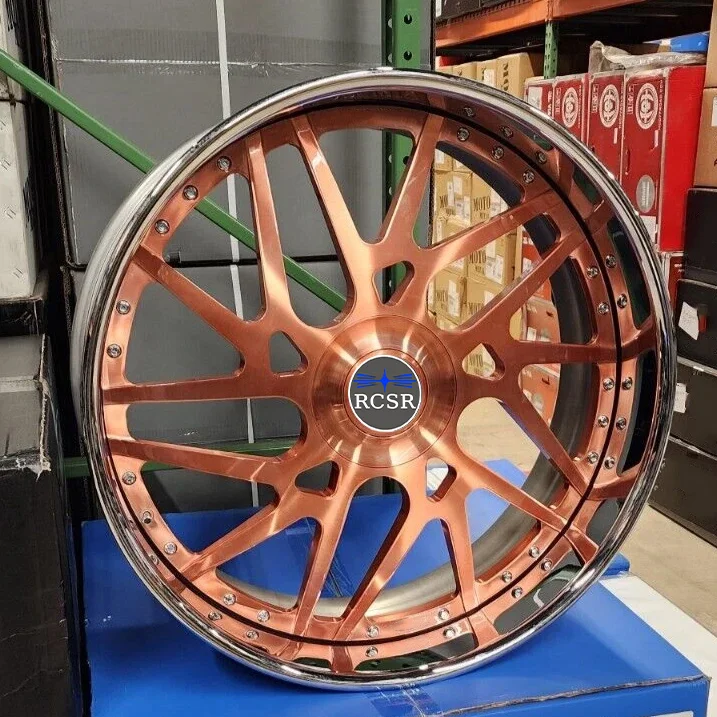 Rcsr Aluminium Alloy Forged Rims 2 Piece 18-28 Inch 5x120.65 Gold Plated Chrome Deep Lip Wheels Gt500 Chevrolet Rims