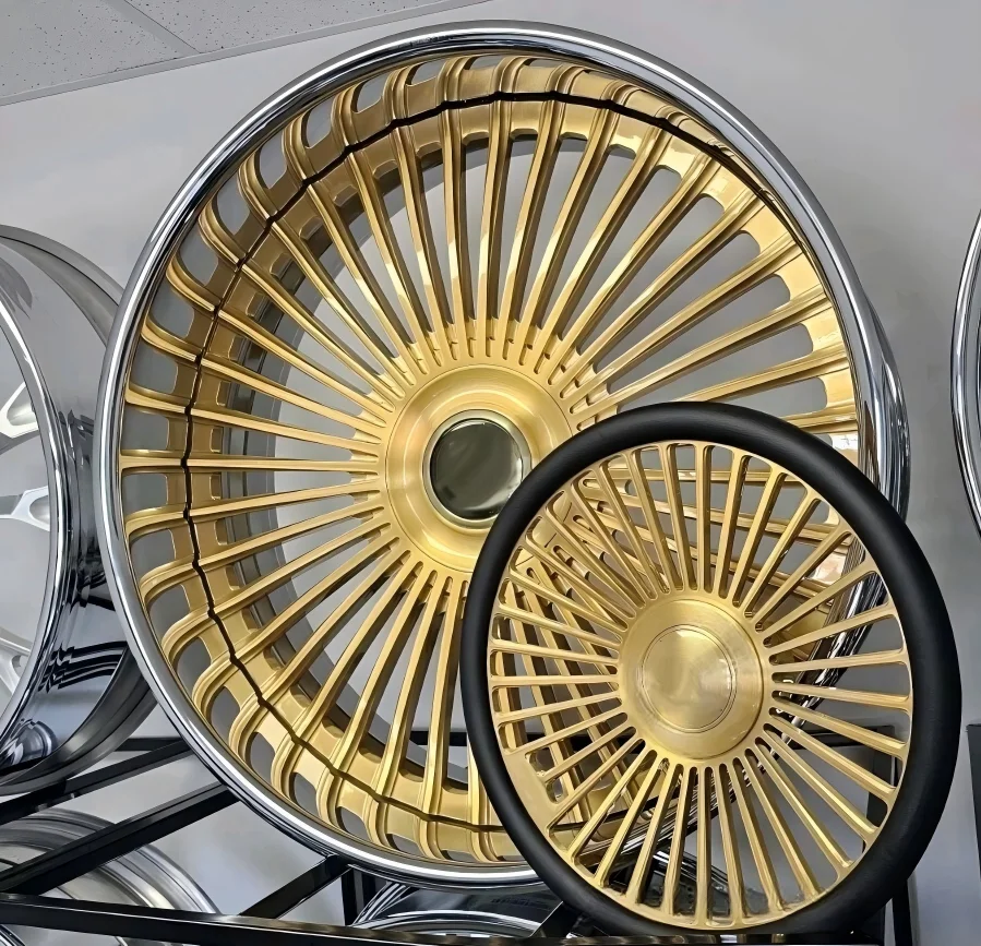 Rcsr Custom Deep Dish 22 24 26 28inch Forged Wheels Big Lip Wheels 5x115 5x127 Chrome Brushed Rims With Match Steering Wheel