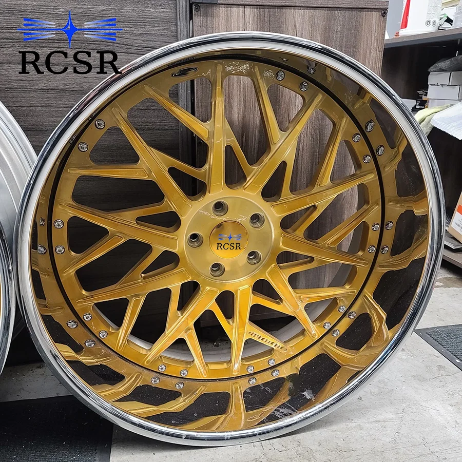 Rcsr New 24 26 28 Inch Deep Dish 2-piece Sliver Polished Design 5x112 5x114.3 5x120 6x139.7 Forged Aluminum Wheels
