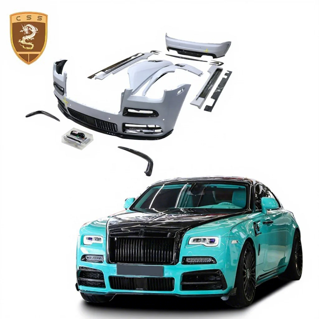 Rolls Royce Wraith Bodykit Mix Fiberglass Style Car Front Bumper Side Skirts Rear Spoiler Wing