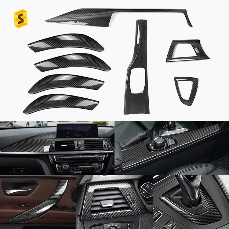 Shasha Carbon Car Interior Accessories Real Carbon Fiber Car Dashboard Trim For BMW F30 F31 F34 F33