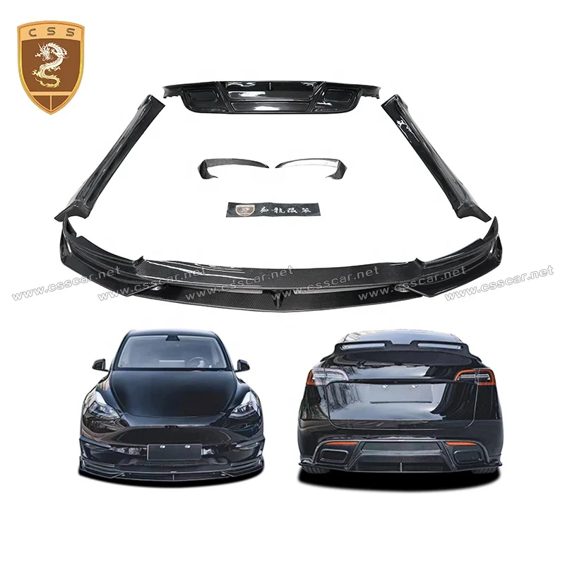 Tesla Model Y Body Kits Carbon Fiber Front Lip Rear Diffuser Ducktail Spoiler Side Skirts Cmt Style