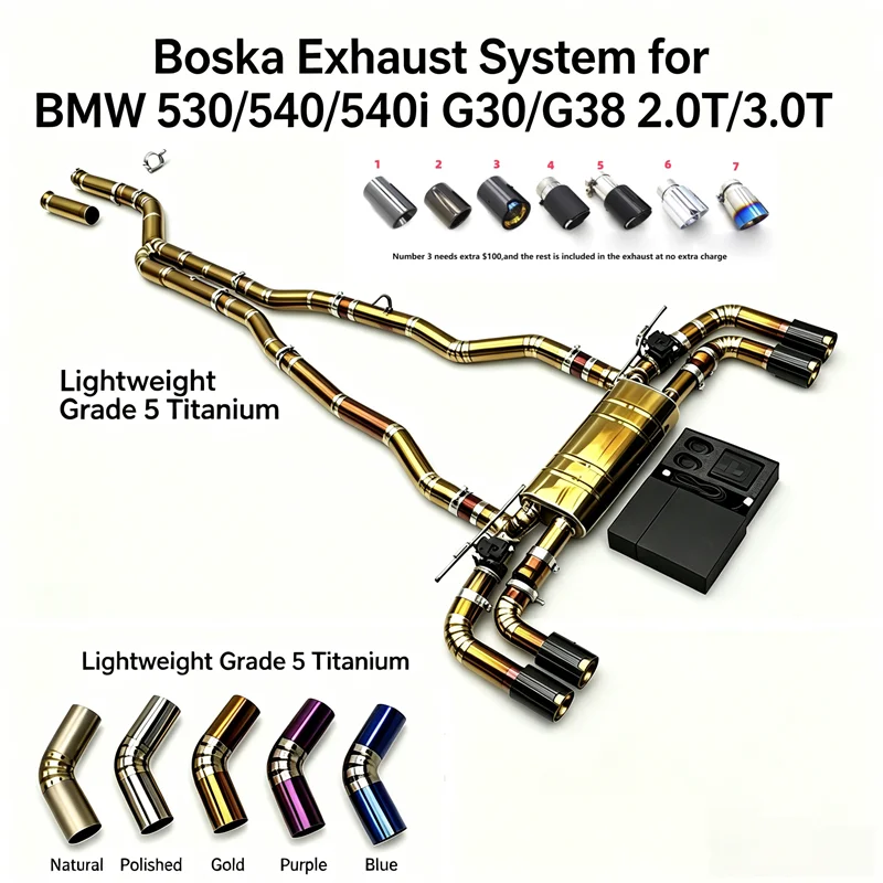 Titanium Catback Muffler For BMW 530/540/540i G30/g38 2.0t/3.0t B48 2017-2024 Lightweight