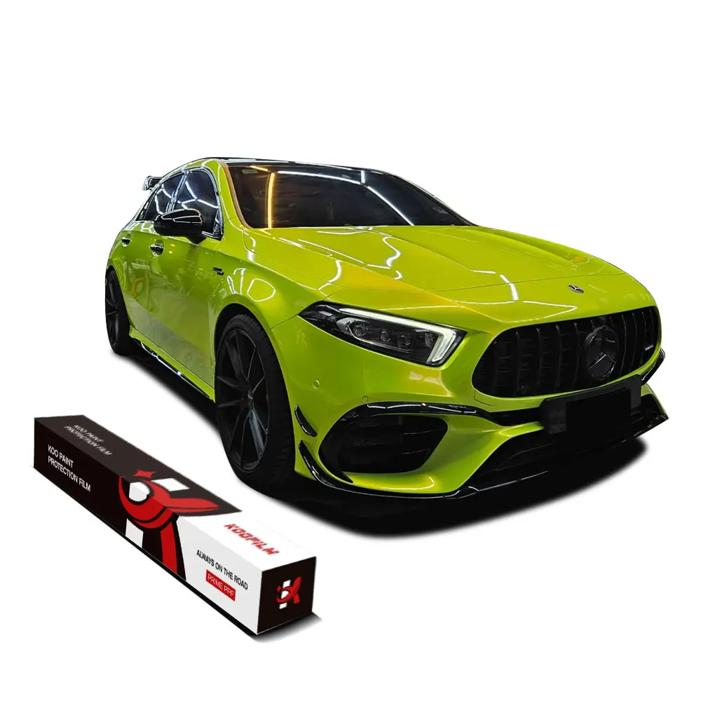 Yellow Car Wrap Vinyl 8.0mil Thickness Tpu Stickers Vehicle Color Changing Film Self-heal