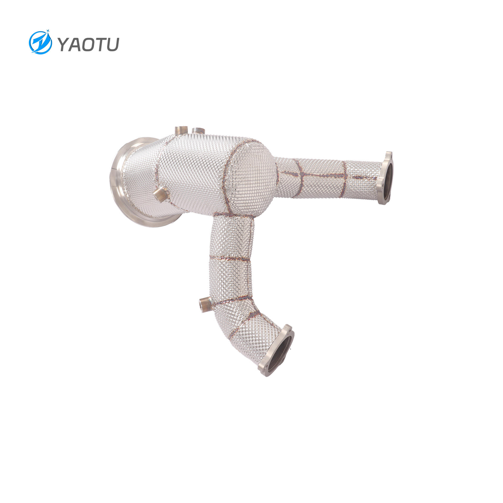 YT High Flow Downpipe Three-way Catalytic Heat Shield for Audi S4 S5 B9.5 3.0T Auto Exhaust Mod Parts