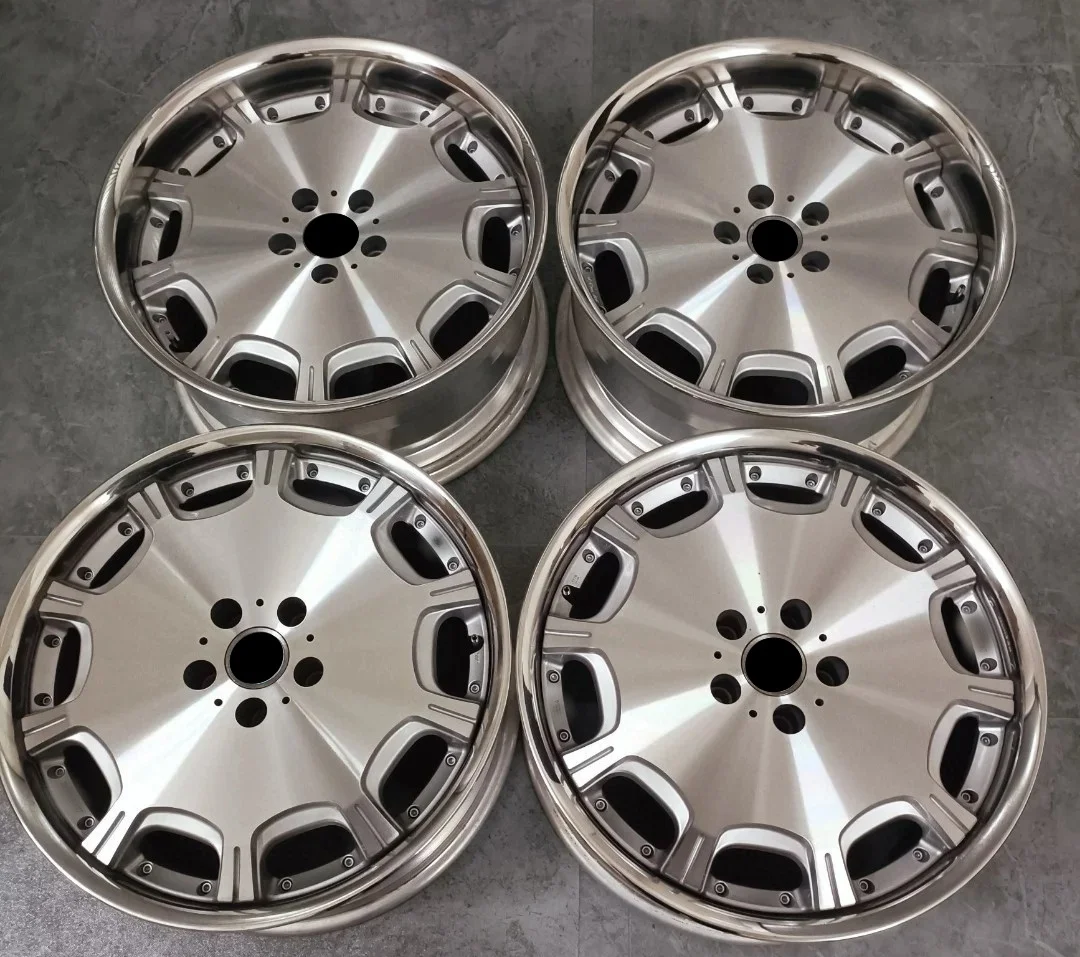 Zxmm For Mercedes 2-piece Glossy Silver 6061-t6 Alloy Car Passenger Forged Wheel Rims 18 19 20 21 22 23 Inches 5x112 5x120 5x130
